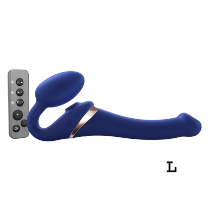 MULTI ORGASM BENDABLE STRAP-ON - L - NIGHT BLUE