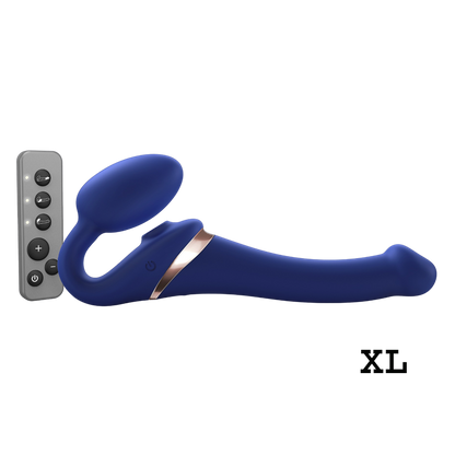 MULTI ORGASM BENDABLE STRAP-ON - XL - NIGHT BLUE